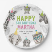 動物パーティー野生動物誕生日紙プレート ペーパープレート (正面)