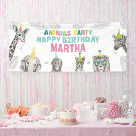 動物パーティー野生動物誕生日 横断幕