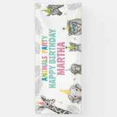 動物パーティー野生動物誕生日 横断幕 (縦)