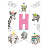 動物パーティー | 野生動物誕生日 バンティングフラッグ (第2の旗)