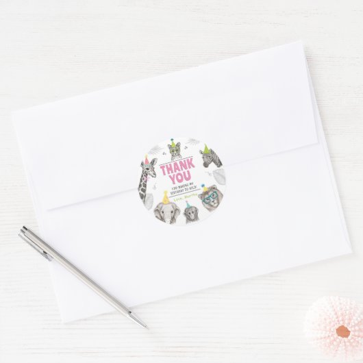 動物パーティー | 野生動物誕生日 ラウンドシール (封筒)