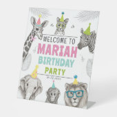 動物パーティー | 野生動物誕生日 台座サイン (正面)