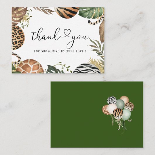 動物ヒョウ印刷ジャングル野生の赤ちゃんシャワー ノートカード (正面/裏面)