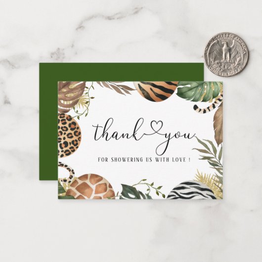 動物ヒョウ印刷ジャングル野生の赤ちゃんシャワー ノートカード (正面/裏面インサイチュ)