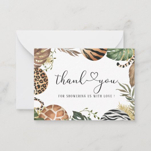 動物ヒョウ印刷ジャングル野生の赤ちゃんシャワー ノートカード (正面)