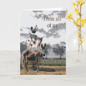 動物ピおもしろいラミッドグループのグリーティングカード カード (黄色い花)