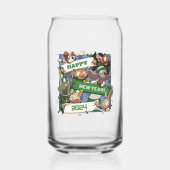 動物ファンの日を変えて新年おもしろいおめでとう ガラス缶 (正面)