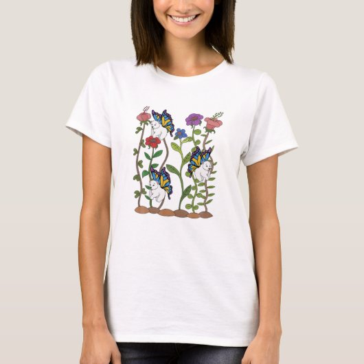 動物ファンタジー蝶の花 Tシャツ (正面)