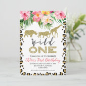 動物プリントサファリワイルドワン誕生日招待状 招待状 (スタンド正面)