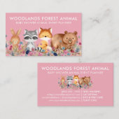 動物ベビークマキツネラクーンラビットピンク 名刺 (正面/裏面)