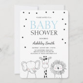 動物ベビーシャワー招待状動物園サファリジャングルボーイ 招待状 (正面)