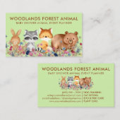 動物ベビーベアキツネラクーンラビットグリーン 名刺 (正面/裏面)