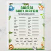 動物ベビーマッチベビーシャワーゲーム[動物テーマ] レターヘッド (正面/裏面)