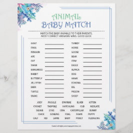 動物ベビーマッチ[青フローラテーマ] レターヘッド