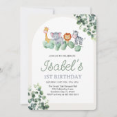 動物ベビー最初の誕生日，ユーカリ1誕生 招待状 (正面)