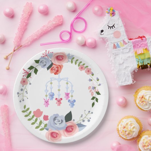 動物ベビー移動フローラベビーシャワー ペーパープレート (パーティー)