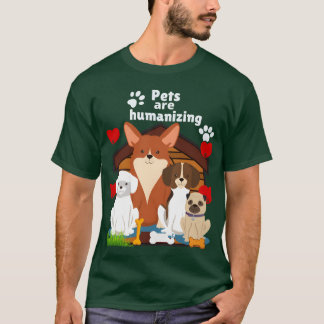 動物ペットは少女を人間化する Tシャツ
