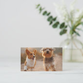 動物ペットインフルエンサー全写真QRコードブラック 名刺 (スタンド正面)