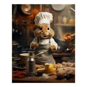 動物ポスおもしろいタシェフリス料理ポスター ポスター