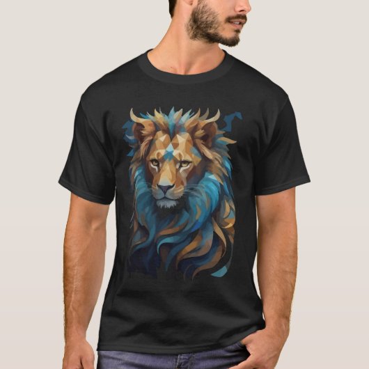 動物ポートレートプリント猫デジタルアート Tシャツ (正面)