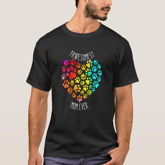 動物ママ犬ママ猫ママ虹ハート Tシャツ (正面)
