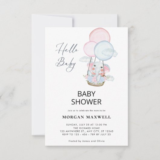 動物ミニマル赤ちゃんシャワー無料招待状 招待状 (正面)