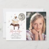 動物ミュージシャンおとぎ話フォトキッド誕生日 招待状 (正面)