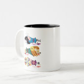 動物メガホン…魚・猫・女子(リメイク) ツートーンマグカップ (正面左)