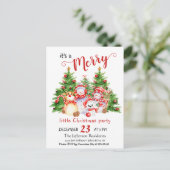 動物メリーリトルクリスマスパーティーカード ポストカード (スタンド正面)