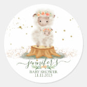 動物ラムヒツジ家族のお願い ラウンドシール (正面)