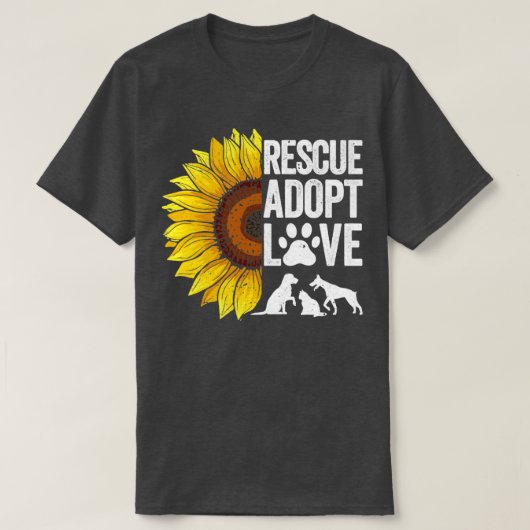 動物レスキューひまわりレスキュー愛を採用 Tシャツ (デザイン正面)