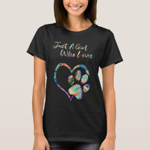 動物レスキュー犬ポープリント絞り染めレインボードッグL Tシャツ
