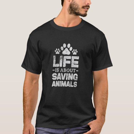 動物レスキュー 命は動物を救うこと 犬 猫 Tシャツ (正面)