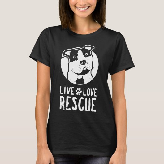 動物レスキューTシャツ Live Love Rescue ピットブル ドッグ V Tシャツ (正面)
