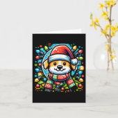 動物ローのためのサンタポーズキュートなクリスマスドッグデザイン カード (黄色い花)