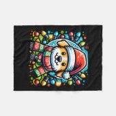 動物ローのためのサンタポーズキュートなクリスマスドッグデザイン フリースブランケット (正面(横))