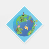 動物世界地図かわいい野生動物イラストレーション スタンダードランチョンナプキン (角)