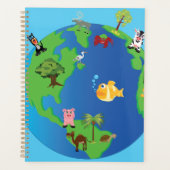 動物世界地図かわいい野生動物イラストレーション プランナー手帳 (正面)