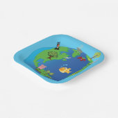 動物世界地図かわいい野生動物イラストレーション ペーパープレート (傾斜あり)