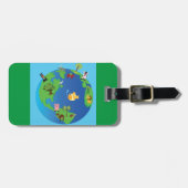 動物世界地図かわいい野生動物イラストレーション ラゲッジタグ (正面横)