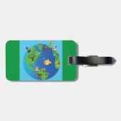 動物世界地図かわいい野生動物イラストレーション ラゲッジタグ (裏面横)