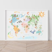 動物世界地図キッズプリント，世界の動物 ポスター
