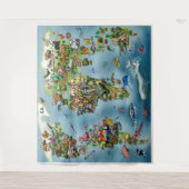 動物世界地図タペストリー タペストリー (正面)