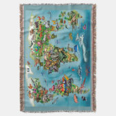 動物世界地図 スローブランケット (正面縦)