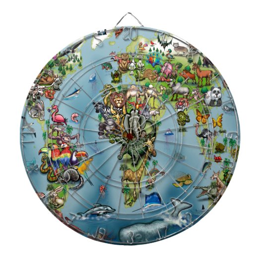 動物世界地図 ダーツボード (正面)