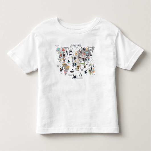 動物世界地図 トドラーTシャツ (正面)