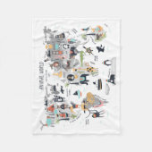 動物世界地図 フリースブランケット (正面)