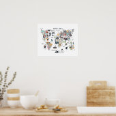 動物世界地図 ポスター (キッチン)