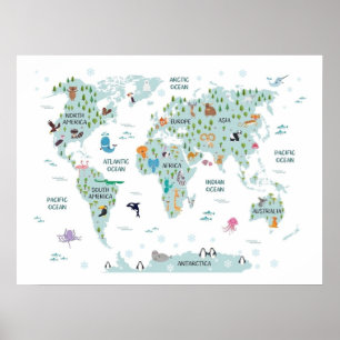 動物世界地図 ポスター