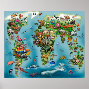 動物世界地図 ポスター